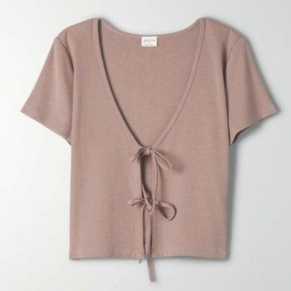 Aritzia Wilfred Free Only Tie-Front T-Shirt